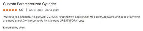 Avaliação original em inglês na Upwork: Cliente na Upwork